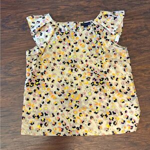 Attention Leopard Animal Print Ruffle Sleeve, Tan,Orange, Pink, Shirt Top, Sz XL